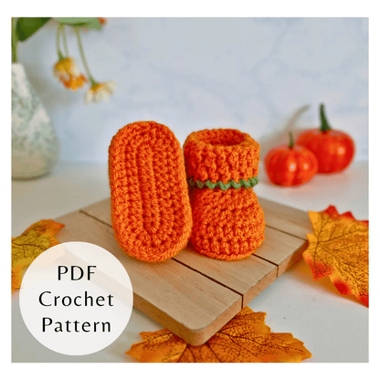 Pumpkin Baby Booties Crochet Pattern – PDF Download in 3 Sizes (Newborn to 6 Months) - Twisted by the Sea