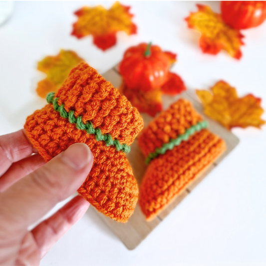Handmade Handmade Pumpkin Crochet Baby Booties – Baby Booties crafted in soft acrylic yarn and available in multiple colours by Twisted by the Sea.