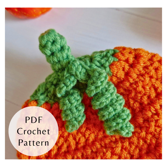 Handmade Pumpkin Baby Hat Crochet Pattern – PDF Digital Download – PDF pattern crafted in soft acrylic yarn and available in multiple colours by Twisted by the Sea.