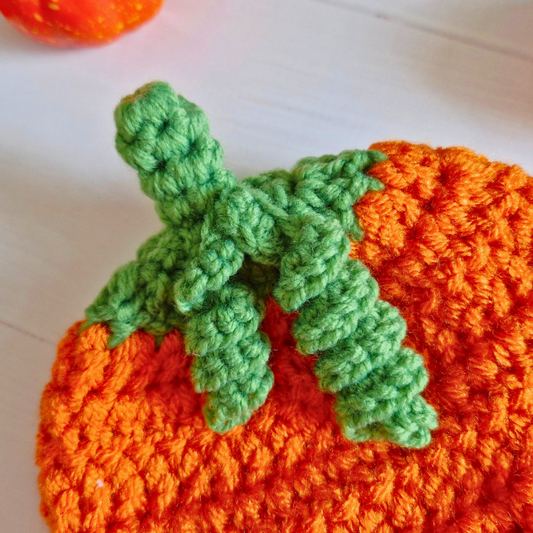 Handmade Handmade Crochet Pumpkin Baby Hat – Autumn Baby Gift – Beanie Hat crafted in soft acrylic yarn and available in multiple colours by Twisted by the Sea.
