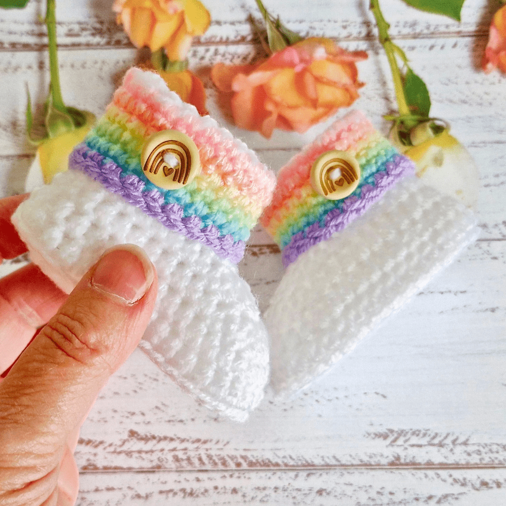 Rainbow Baby Set, Crochet Hat and Booties - Twisted by the Sea