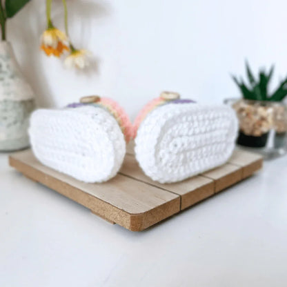 Rainbow Baby Crochet Booties, Gender Neutral Keepsake Gift - Twisted by the Sea