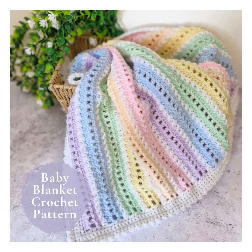 Textured Rainbow Baby Crochet Blanket PDF Pattern