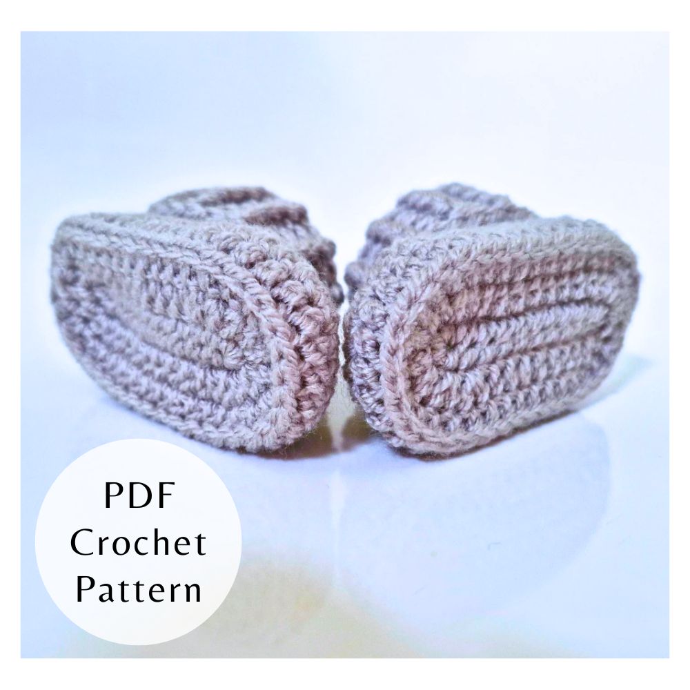 Handmade PDF Crochet Pattern Baby Booties With Ridged Cuff (Instant Download) – PDF pattern crafted in soft acrylic yarn and available in multiple colours by Twisted by the Sea.