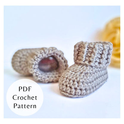PDF Crochet Pattern Baby Booties With Ridged Cuff (Instant Download) - Twisted by the Sea