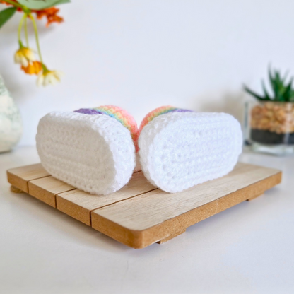 Rainbow Crochet Baby Booties, Sizes Newborn to 6 Months - Twisted by the Sea