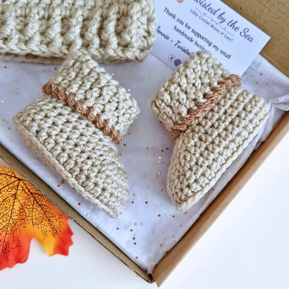 Handmade Crochet Summerween Baby Hat & Booties Set – Pumpkin Gift