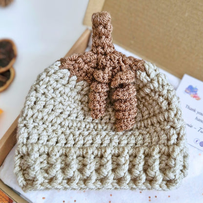 Handmade Crochet Summerween Baby Hat & Booties Set – Pumpkin Gift