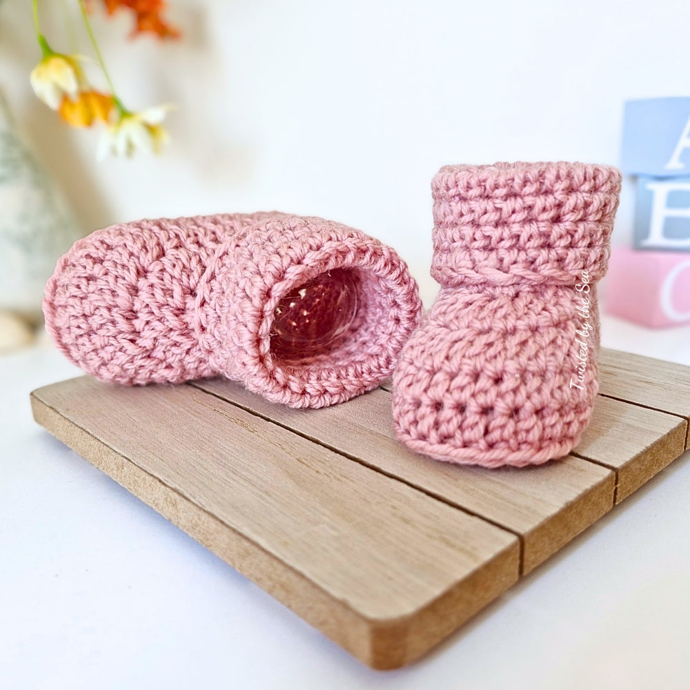 Candy Pink Crochet Baby Booties – Newborn Gift, Ready to Ship