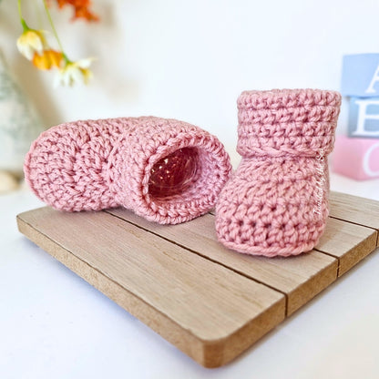 Candy Pink Crochet Baby Booties – Newborn Gift, Ready to Ship