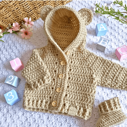 Crochet Baby Hooded Cardigan – Newborn to 2 Years - Twisted by the Sea