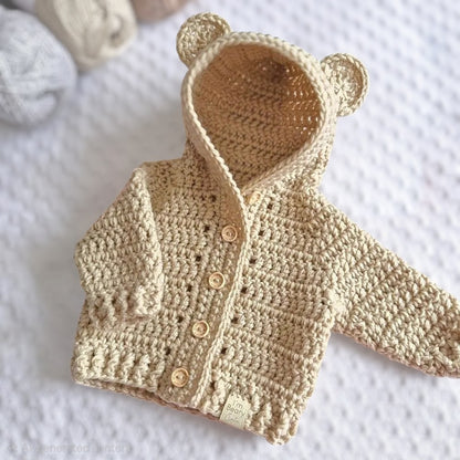 Crochet Baby Hooded Cardigan – Newborn to 4 Years