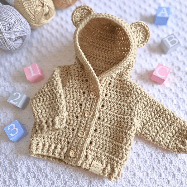 Crochet Baby Hooded Cardigan – Newborn to 2 Years - Twisted by the Sea